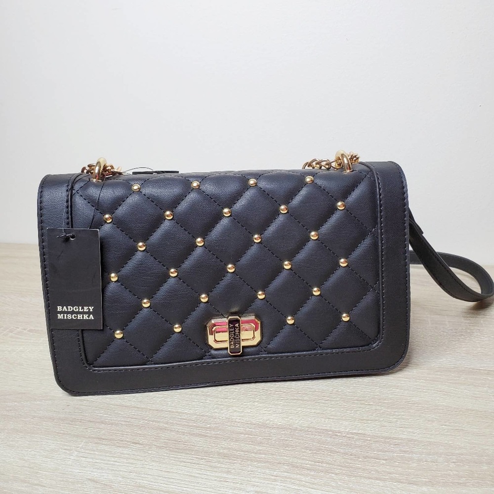 NWT Badgley Mischka Quilted Crossbody with Studs